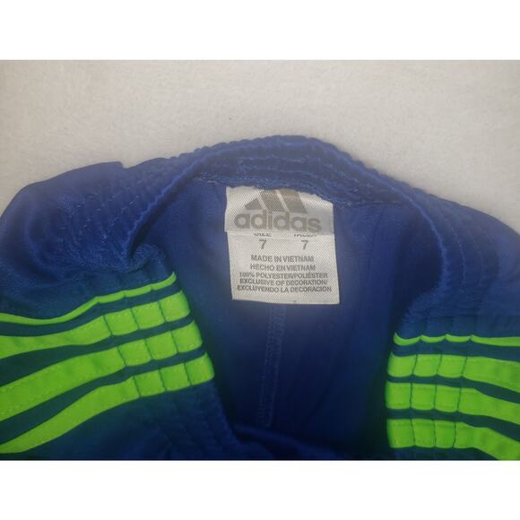 Adidas Boys Size 7 Active Shorts – Blue & Neon Green | Stretchy, Sporty - Picture 3 of 9